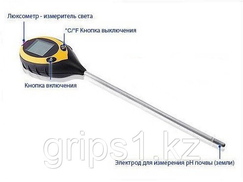 Ph метр для почвы AMT-300. Электронный измеритель pH, влажности, температуры и освещенности почвы - фото 4 - id-p63627454