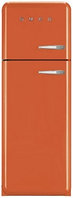 Отдельностоящий двухдверный холодильник, стиль 50-х годов, 60 см, оранжевый Smeg FAB30LO1