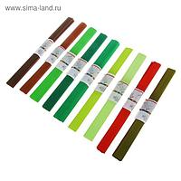 Набор бумаги крепированной 50x250см, 32 г/м², 20 штук, 10 цветов, спектр коричнево-зелёный, растяжение 55%