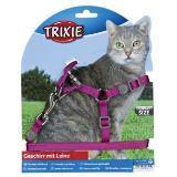 Trixie 41891 Шлейка с поводком для кошек. Нейлон.  23-37см/10мм, поводок 1,2м