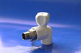 Кран угловой для радиатора 20х1/2 PPR (БЕЛЫЙ) Политэк (75/25)