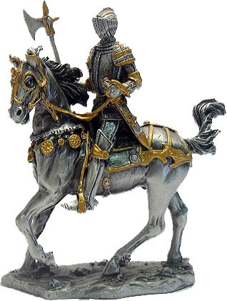 Статуэтка оловянный солдатик Wise Unicorn Рыцарь-крестоносец на коне с топором, Высота: 105 мм, Материал: Олов