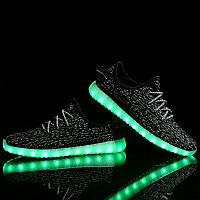 LED Кроссовки со светящейся подошвой, черные низкие easy, фото 1