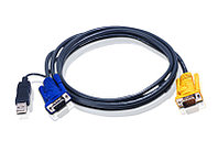 ATEN 2L-5202UP КВМ-кабель со встроенным конвертером интерфейса PS/2-USB и разъемом SPHD 3-в-1 (1.8м)