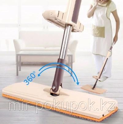 Швабра лентяйка для пола с отжимом Spin Mop поворот на 360 гр. спин моп с двумя накладками тряпками