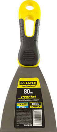 Шпатель STAYER "PROFESSIONAL" нержавеющее профилированное полотно, 2к ручка, 80 мм, фото 2