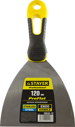 Шпатель STAYER "PROFESSIONAL" нержавеющее профилированное полотно, 2к ручка, 120 мм, фото 2