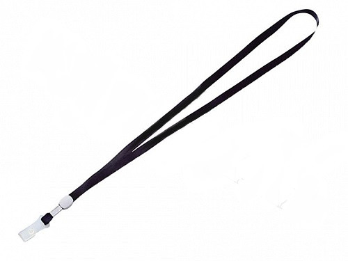 Шнурок для бейджа Deli, зажим на кнопке, длина 48.5 см, черный