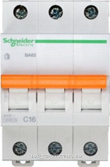 Автоматический выключатель 11223 ВА 63 3P 16A (C) 4.5kA Schneider Electric