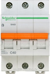 Автоматический выключатель 11227 ВА 63 3P 40A (C) 4.5kA Schneider Electric