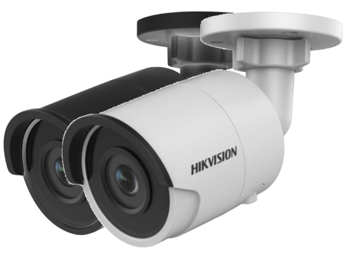 DS-2CD2055FWD-I - 5MP Уличная цилиндрическая IP-камера видеонаблюдения с ИК-подсветкой на кронштейне.