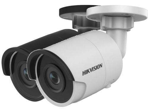 DS-2CD2085FWD-I - 8MP Уличная цилиндрическая IP-камера с ИК-подсветкой на кронштейне.