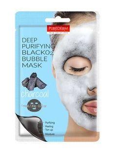 Тканевая маска для лица Purederm Deep Purifying Black O2 Bubble Mask Charcoal (древесный уголь)