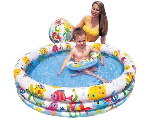 Детский надувной бассейн "Круглый аквариум" с кругом и мячом - фото 3 - id-p64273906