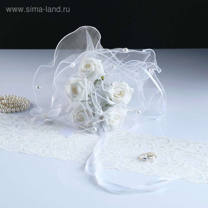 Букет-дублер для невесты "Совершенство", с латексными цветами, белый, 20х20 см