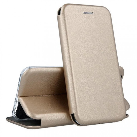 Кожаный книжка-чехол Open case для Samsung Galaxy  A6 2018 (золотистый)