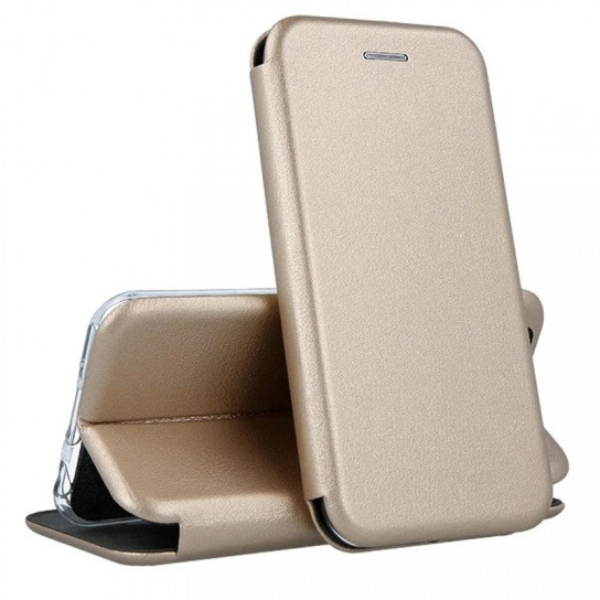 Кожаный книжка-чехол Open case для iPhone X (золотистый)