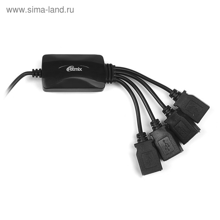 Разветвитель USB (Hub) RITMIX CR-2405, 4 порта, USB 2.0, черный,