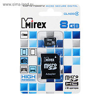 Карта памяти Mirex microSD, 8 Гб, SDHC, класс 4, с адаптером SD