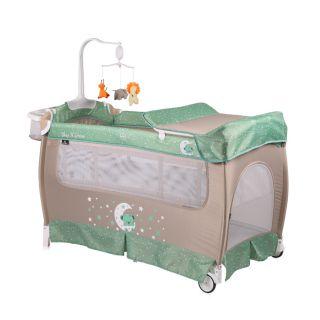 Кровать-манеж LORELLI SLEEP 'N' DREAM 2 LAYERS PLUS Зелено-бежевый / GREEN&BEIGE MOON BEAR 1932