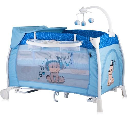 Кровать-манеж LORELLI I'LOUNGE 2 Rocker 60x120 Синий / Blue Music Boy 1810