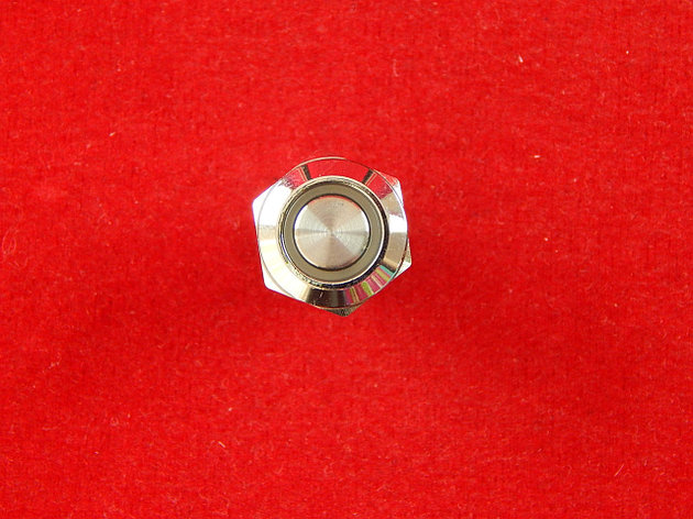 Кнопка с красной подсветкой и фиксацией, металлическая 12мм, фото 2