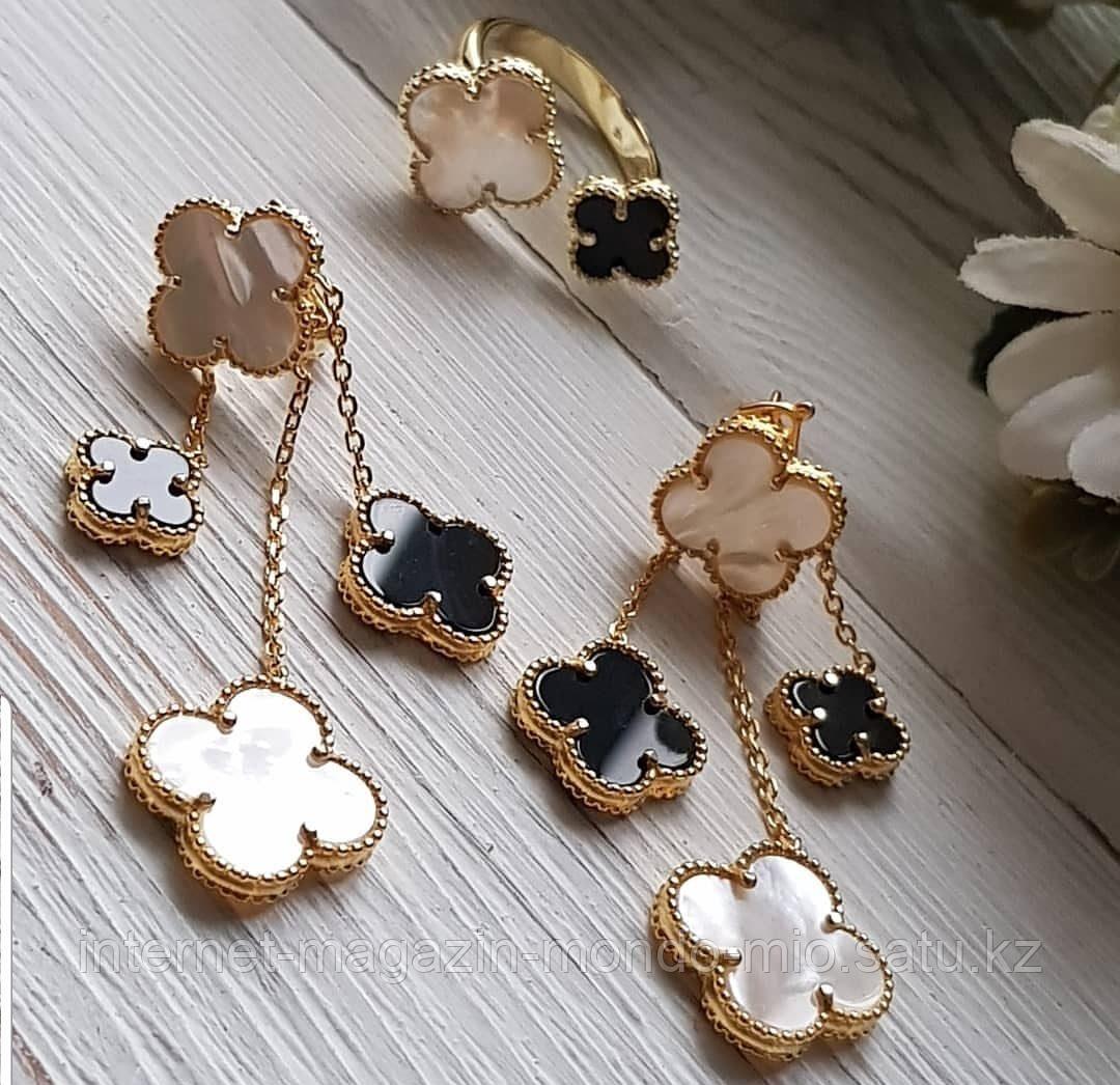 Кольцо и Серьги Van Cleef. Серебро с золотым напылением 18 карат.