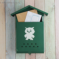 Ящик почтовый «Домик», вертикальный, без замка (с петлёй), зелёный