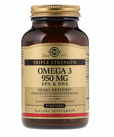 Solgar, Омега-3, ЭПК и ДГК, тройная сила, 950 мг, 50 мягких таблеток.