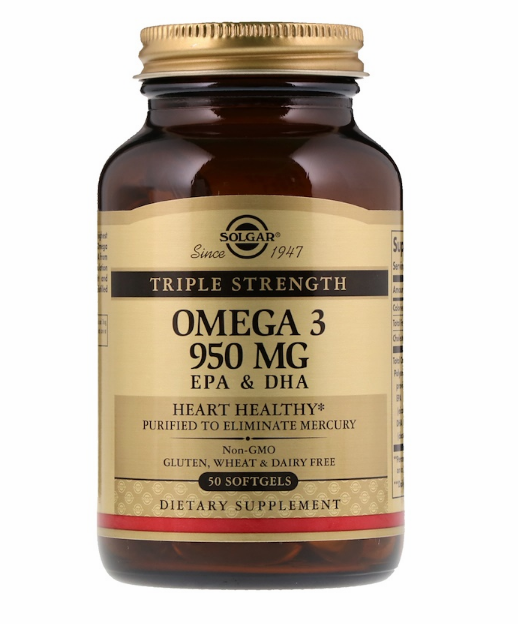 Solgar, Омега-3, ЭПК и ДГК, тройная сила, 950 мг, 50 мягких таблеток. - фото 1 - id-p64463045