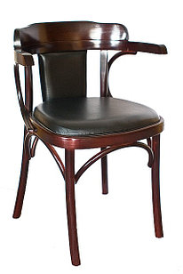 Кресло классика деревянное с мягким сидением из кожзама "Роза" (КМФ 120-02) краситель 325