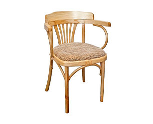 Кресло деревянное из березы с мягким сидением из текстиля Классик Люкс (Б 6072-2) лакированное
