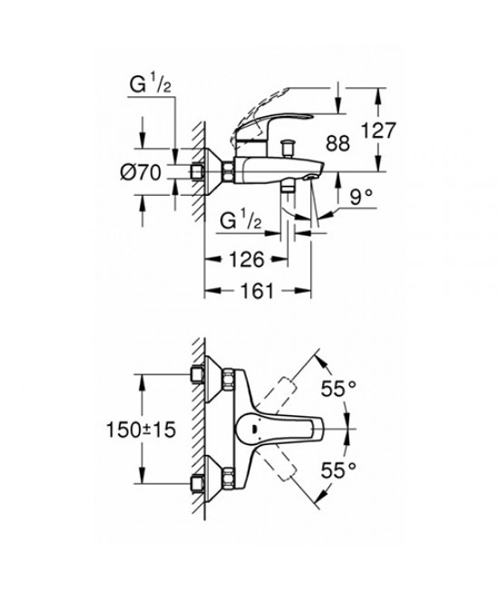 Смеситель для ванны с изливом Grohe EuroSmart New 33300002 - фото 2 - id-p64496859