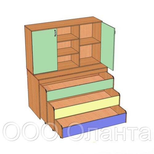 Кровать трехъярусная выкатная с надставкой для детского сада ...
