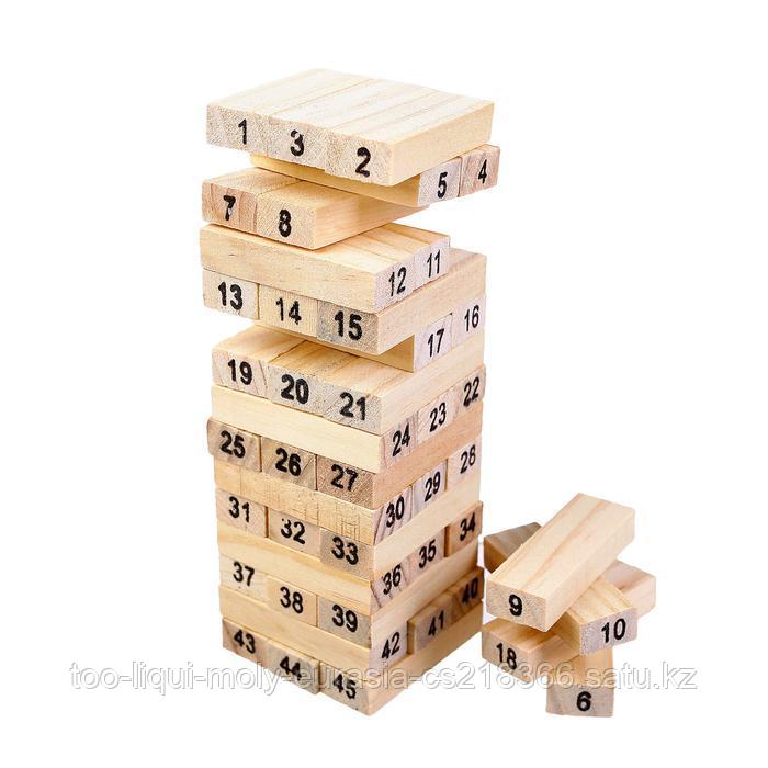 Падающая башня "Каланча", 45 пронумерованных брусков, 4 кубика 4156834 - фото 1 - id-p64510272