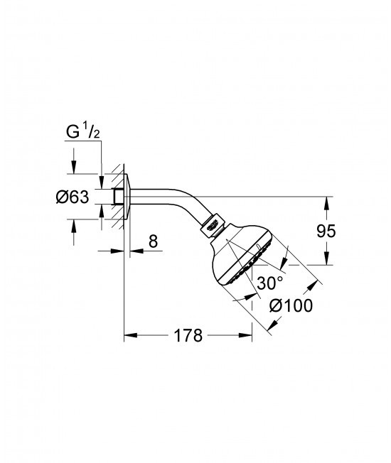 Верхний душ с кронштейном, хром Grohe Tempesta 26088001 - фото 2 - id-p64517669