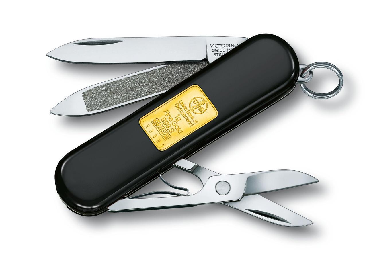 Нож складной карманный Victorinox Gold, Кол-во функций: 5 в 1, Цвет: Чёрно-золотой, (0.6203.87)