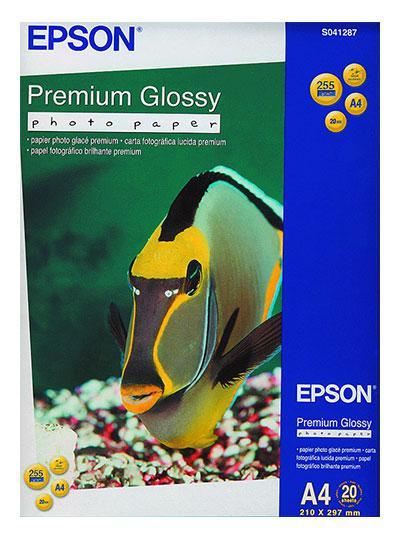 Фотобумага Epson Premium Glossy Photo Paper, A4, односторонняя, глянцевая, 255 г/м ², Упаковка: 20 блистеров,