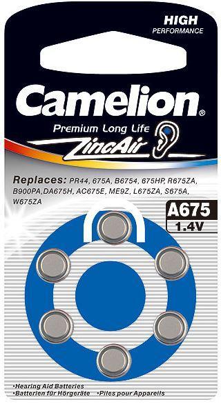 Батарейка Camelion A675-BP6 1,4 В, Упакова: Блистер 6 шт., Аналоги: PR44\A675\ZA675\V675A\DA675, Тип батареи: