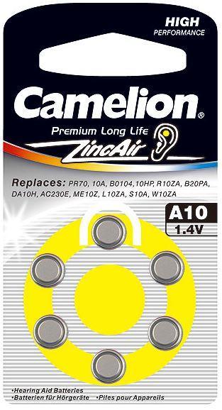 Батарейка Camelion A10-BP6 1,4 В, Упакова: Блистер 6 шт., Аналоги: PR70\A10\ZA10\V10\DA230, Тип батареи: Возду