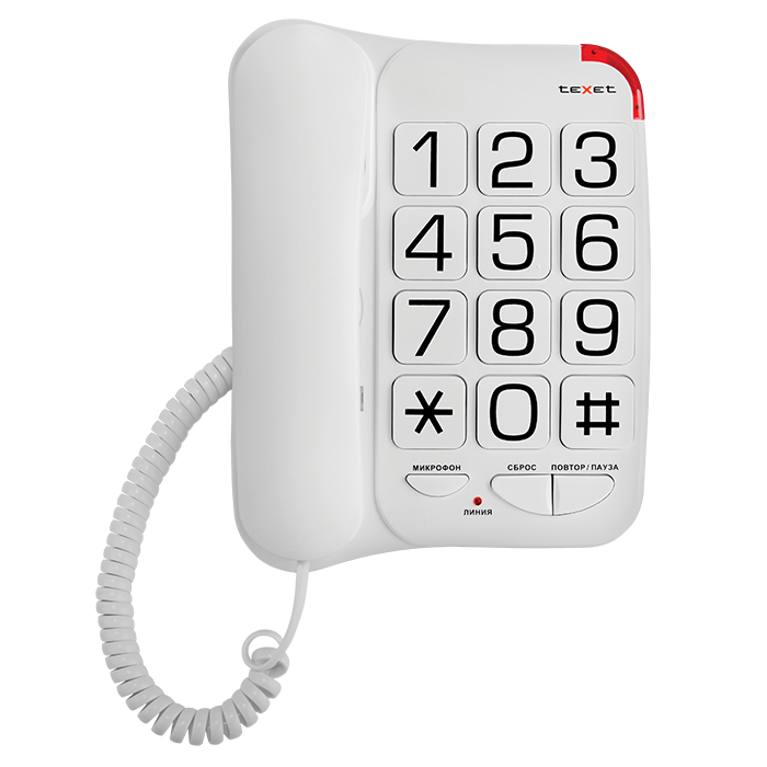 Телефон проводной Texet TX-201, Режимы: Flash, Цвет: Белый, Упаковка: Розничная