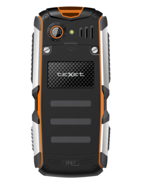 Телефон сотовый кнопочный Texet TM-513R, Класс защиты IPX: IP67, Кол-во слотов SIM: 2, Цвет: Чёрно-оранжевый