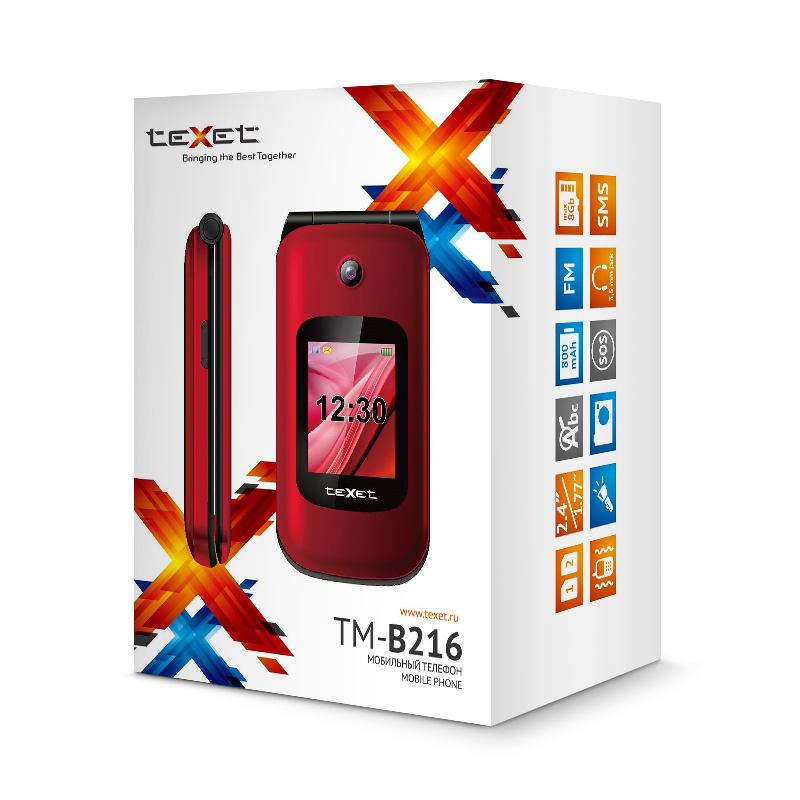 Телефон сотовый бабушкофон Texet TM-B216, Кол-во слотов SIM: 2, Цвет: Синий