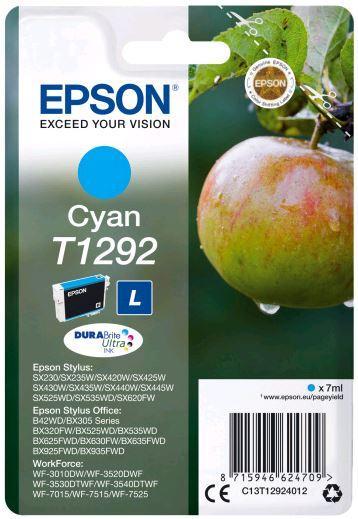 Картридж Epson C13T12924012 (№T1292L), Объем: 7 мл, Копий ( ISO 19752): 460, Цвет: Голубой, Совместимость: Sty