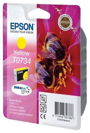 Картридж Epson C13T10544A10 (№T0734), Объем: 5,5 мл, Копий ( ISO 19752): 475, Цвет: Жёлтый, Совместимость: Sty