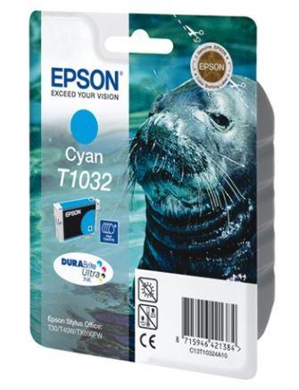 Картридж Epson C13T10324A10 (№T1032), Объем: 25,9 мл, Копий ( ISO 19752): 1015, Цвет: Голубой, Совместимость:
