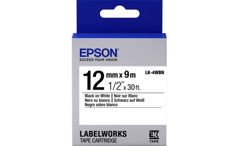 Epson Лента Epson LK4WBN Std Blk/Wht 12/9, 12mm, 9m, C53S654021