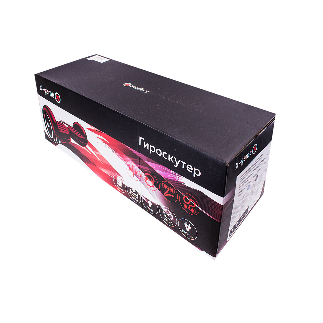 Гироскутер X-game EU10BL, Скорость (max.): 12 км/ч, Запас хода: 15-20 км, Нагрузка: 120 кг, Угол подъема: 15°,