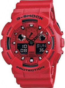 Часы электронные наручные мужские Casio G-SHOCK GA-100C-4A, Механизм: Кварц, Браслет: Ремешок из полимерного м