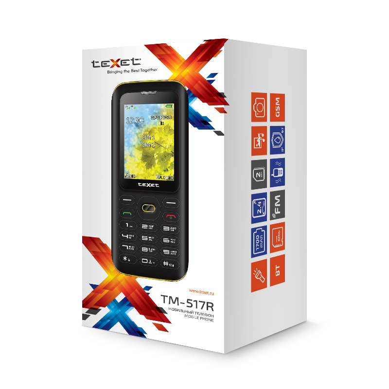 Телефон сотовый кнопочный Texet TM-517R, Класс защиты IPX: IP67, Кол-во слотов SIM: 2, Цвет: Чёрный
